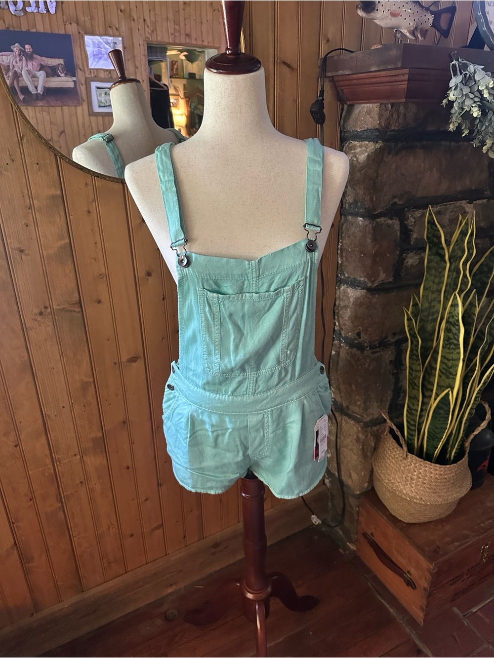 Roxy Mint Green Short Overalls
